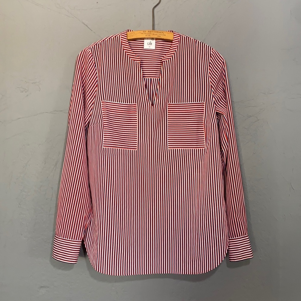 Cabi #5335 Striped Red White & Blue Franklin Blouse Career Business Casual